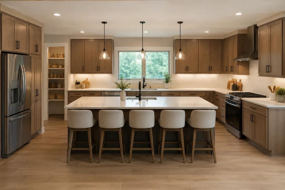 Grain and Vision finished kitchen with custom cabinetry